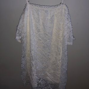 Off Shoulder White Lace Top Blouse
